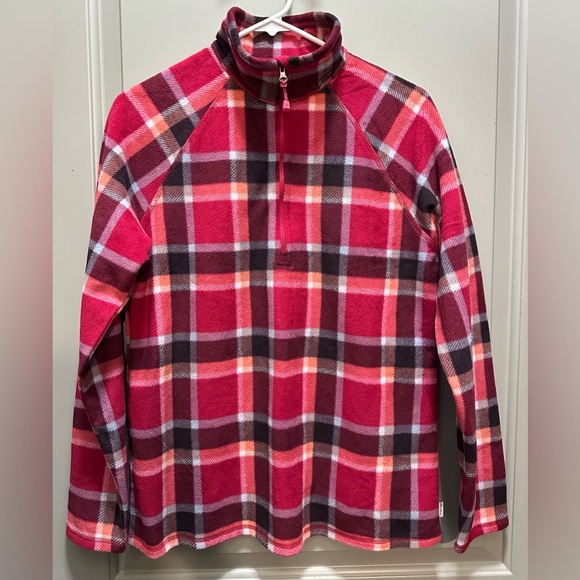 Eddie Bauer Size M 1/4 Zip Plaid Fleece Pullover EUC - Picture 1 of 7